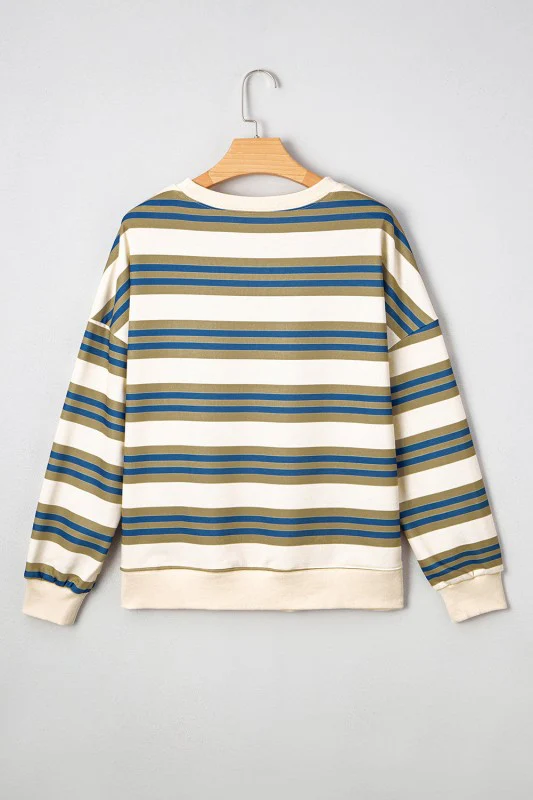 Stripe Crewneck Drop Shoulder Sweatshirt - Image 9
