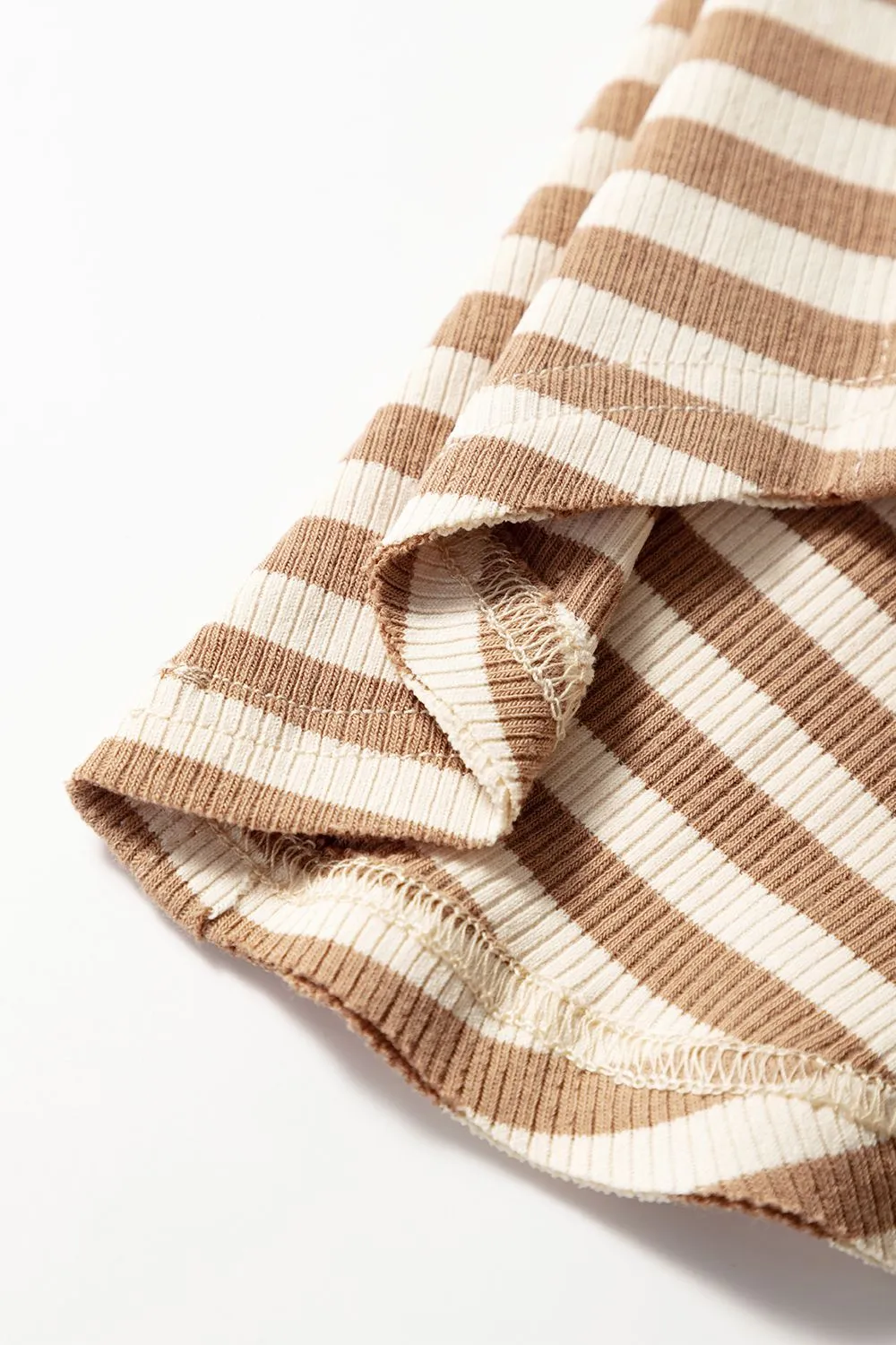 Stripe Exposed Seam Trim Round Neck Sleeveless Top - Image 9