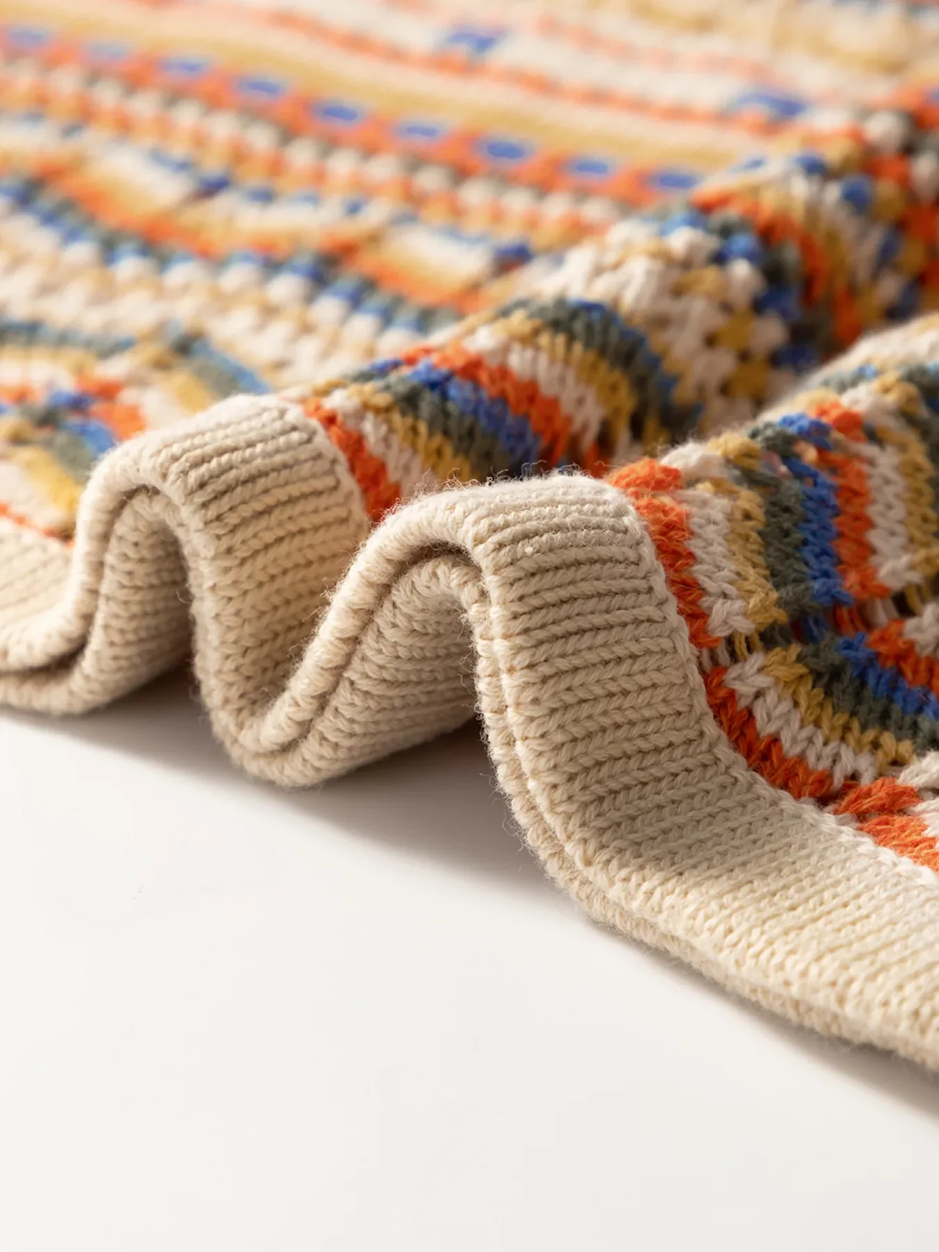 Stripe Eyelet Crochet Round Neck Sweater Vest - Image 12
