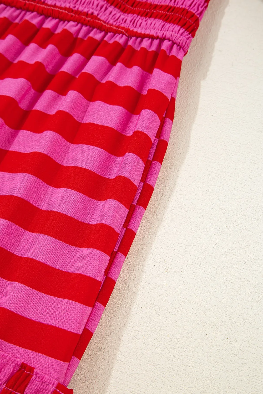 Stripe Flutter Sleeve Smocked Bodice Tiered Maxi Dress - Image 10