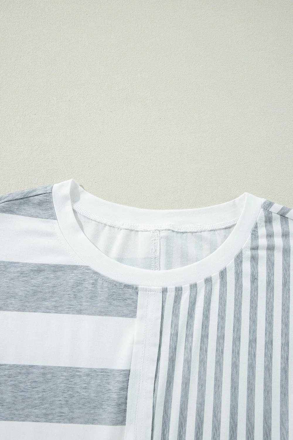 Stripe Mixed Short Sleeve Shift Mini Tee Dress - Image 7