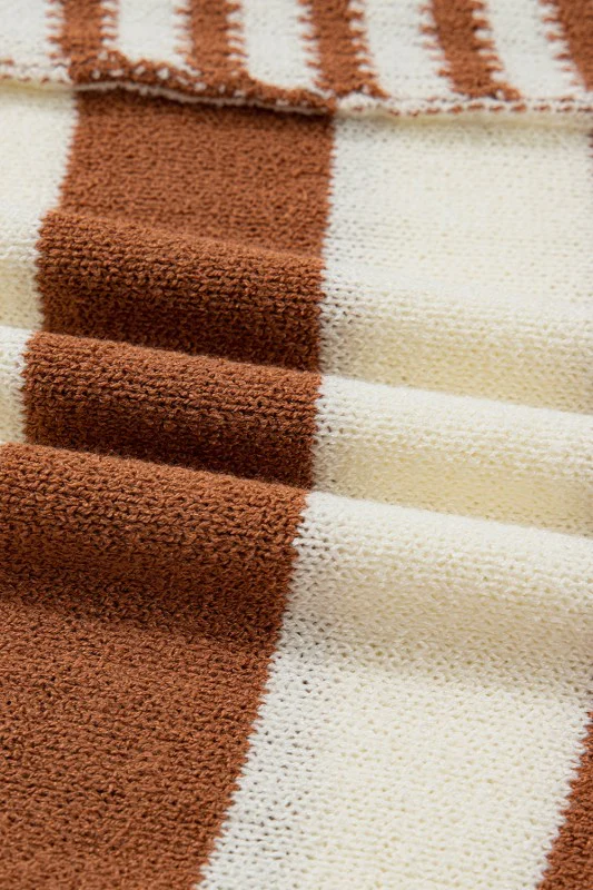 Stripe Patchwork Drop Shoulder Sleeve Sweater - Image 5