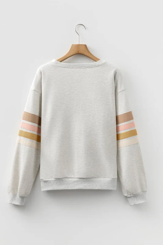 Stripe Patchwork Drop Shoulder Sweatshirt - Image 3
