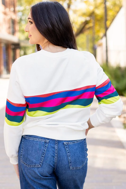 Stripe Patchwork Long Sleeve Top - Image 2