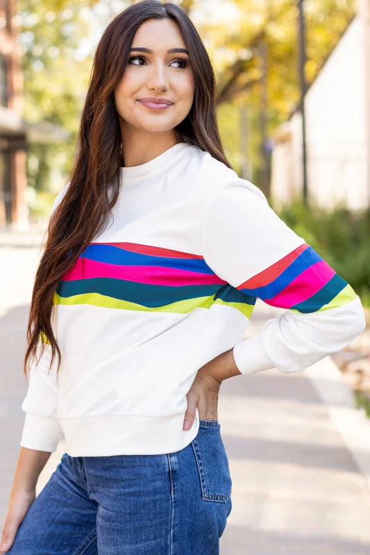 Stripe Patchwork Long Sleeve Top - Image 4