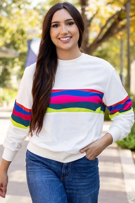 Stripe Patchwork Long Sleeve Top - Image 5