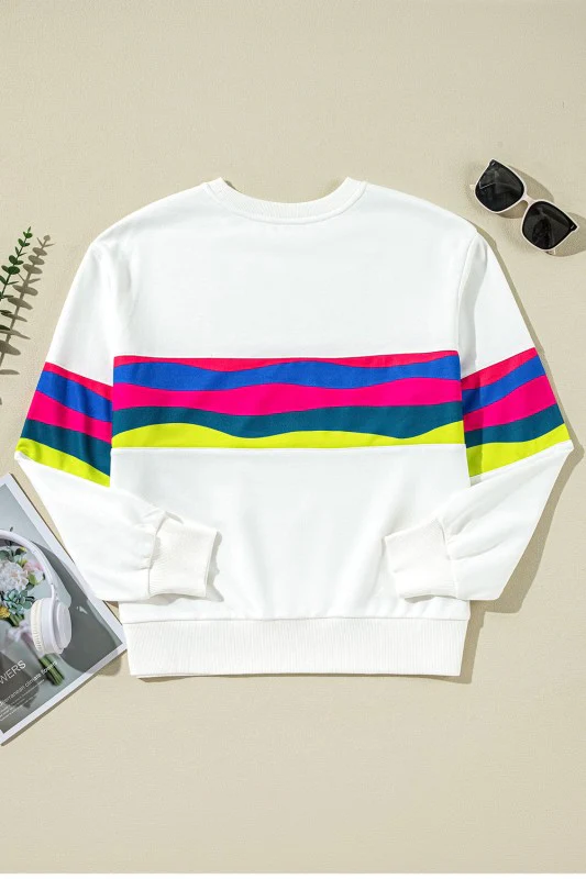 Stripe Patchwork Long Sleeve Top - Image 7