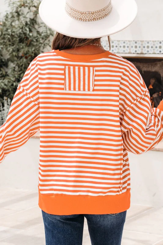 Stripe Reverse Seam Drop Shoulder Top - Image 11