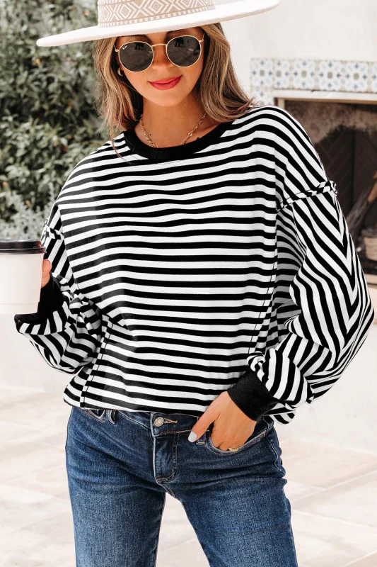 Stripe Reverse Seam Drop Shoulder Top - Image 22