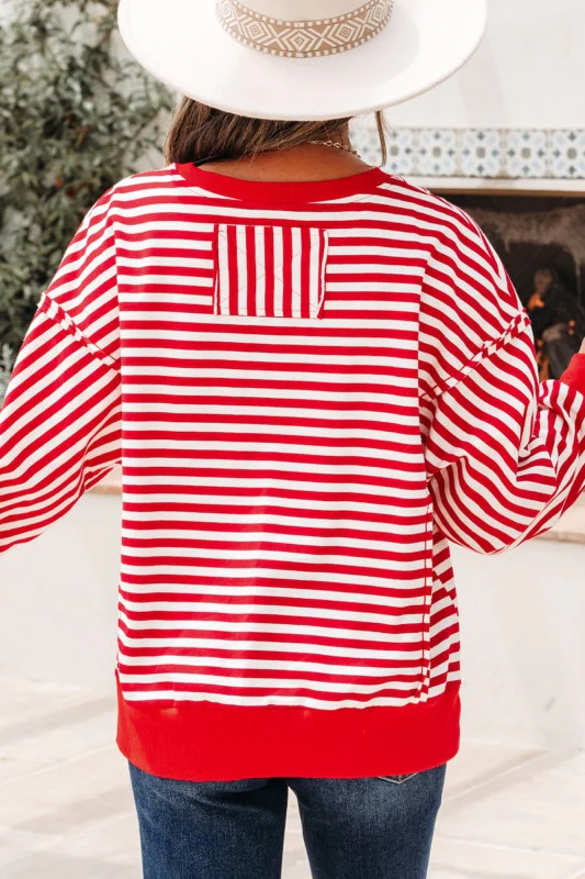 Stripe Reverse Seam Drop Shoulder Top - Image 28