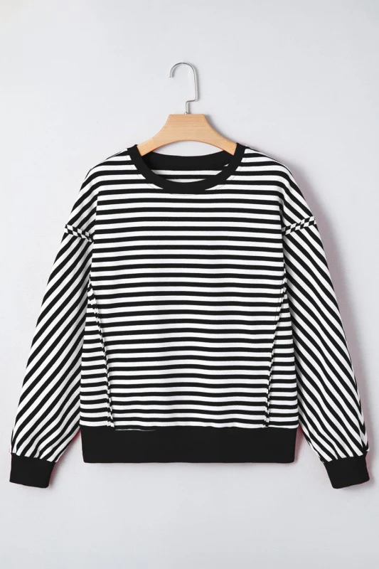 Stripe Reverse Seam Drop Shoulder Top - Image 50