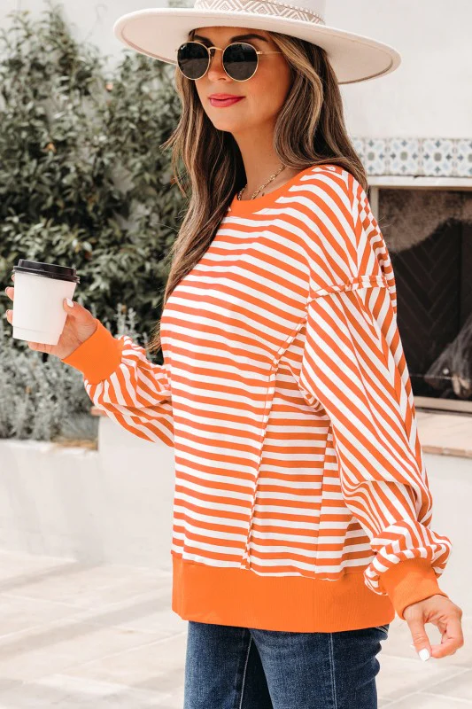 Stripe Reverse Seam Drop Shoulder Top - Image 52