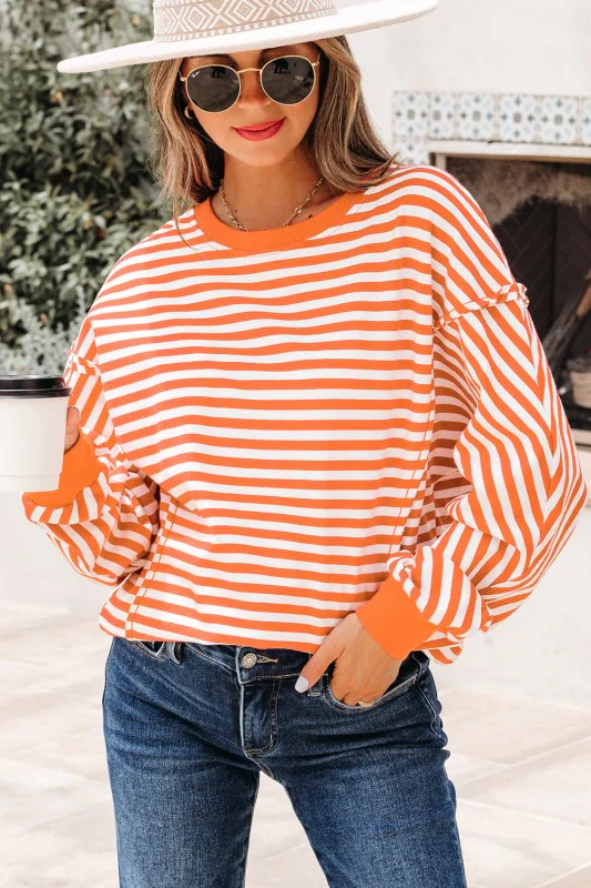 Stripe Reverse Seam Drop Shoulder Top - Image 53