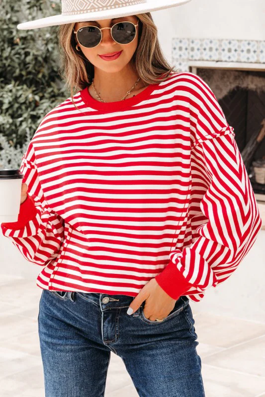 Stripe Reverse Seam Drop Shoulder Top - Image 6