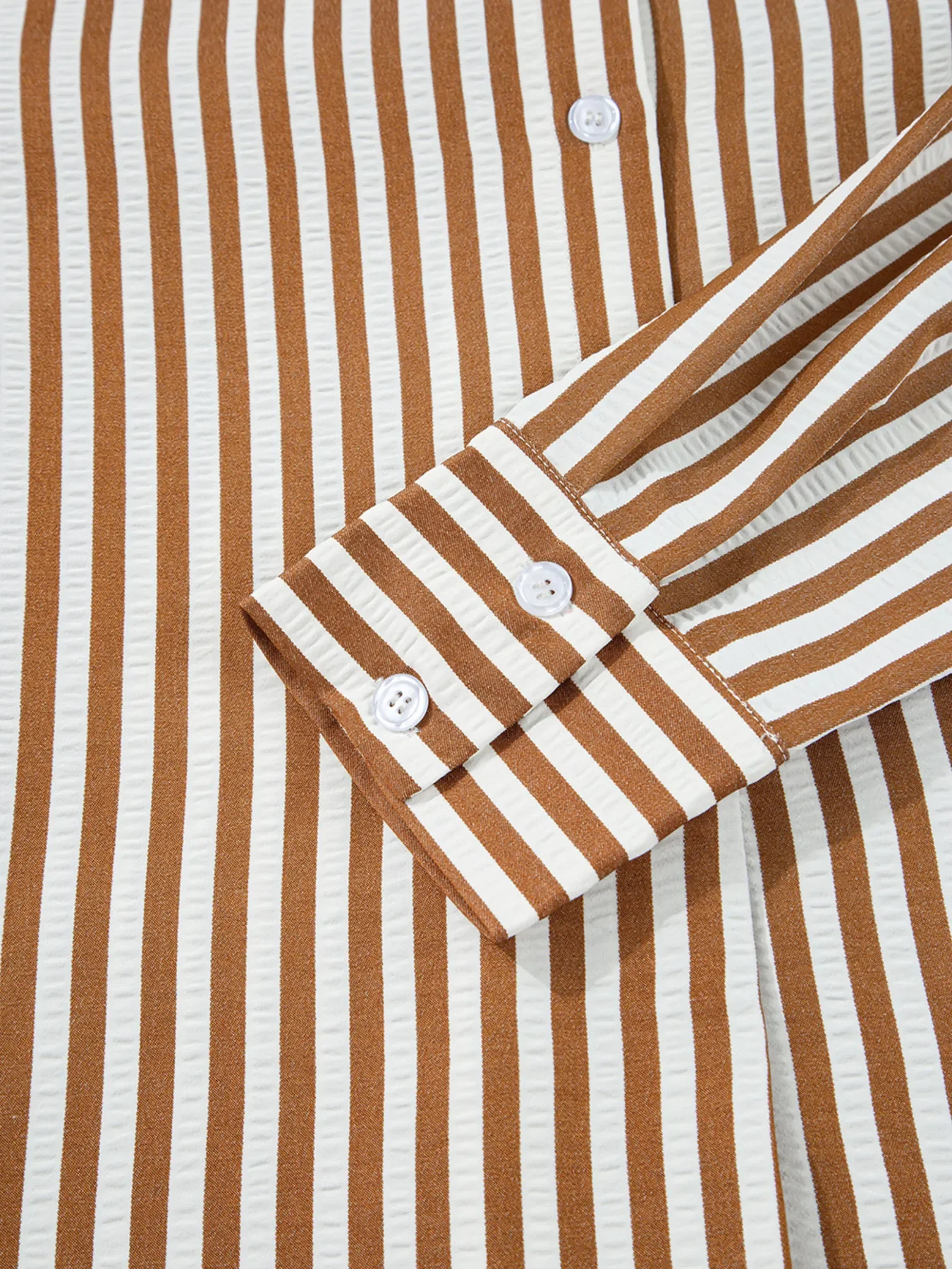 Stripe Ruffled Hem Collared Long Sleeve Shirt Mini Dress - Image 9
