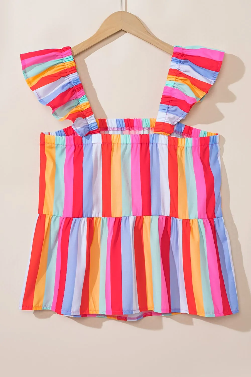 Stripe Ruffled Straps Babydoll Cami - Image 7