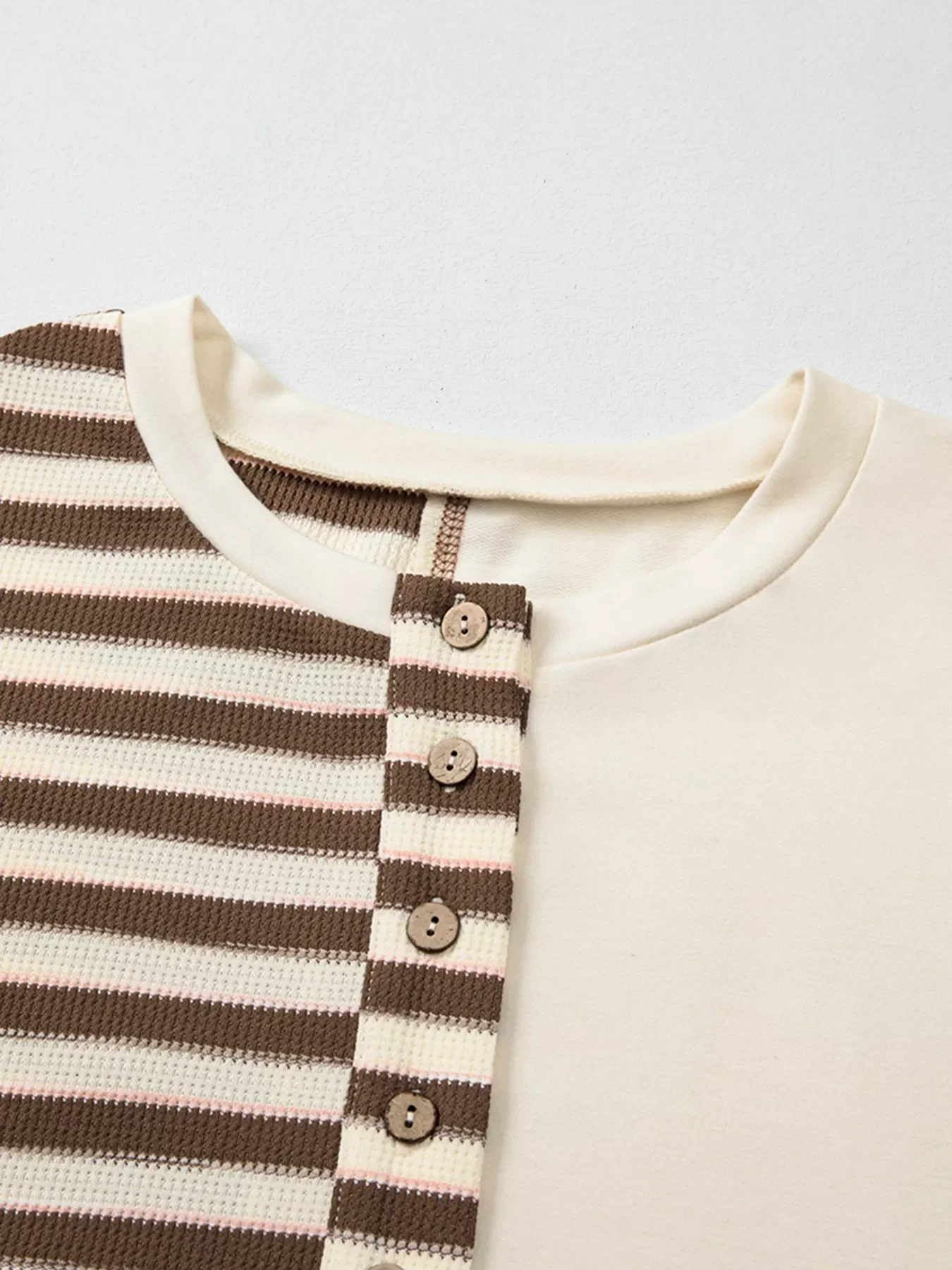 Stripe Stitched Detail Color Block Patchwork Oversized Top - Image 24