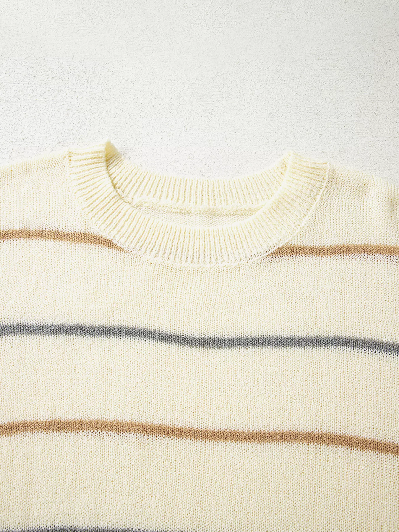 Stripe Striped Ribbed Edge Drop Shoulder Sweater - Image 8
