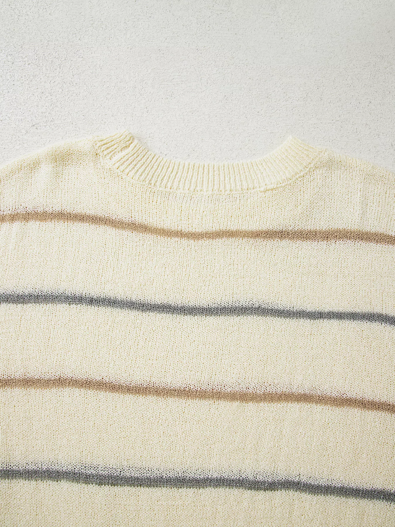Stripe Striped Ribbed Edge Drop Shoulder Sweater - Image 9