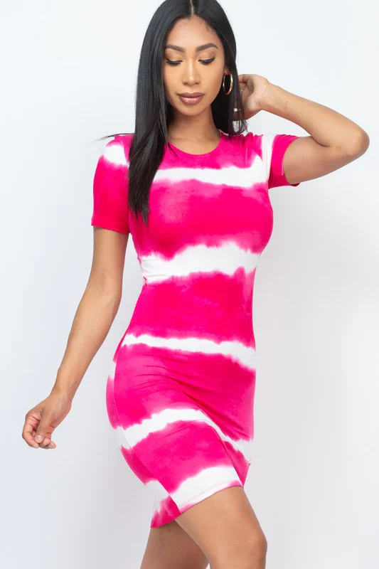 Stripe Tie-Dye Printed Midi Dress - Image 3