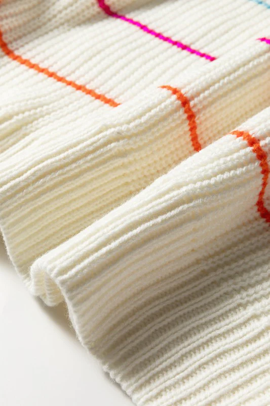 Stripe V-Neck Drop Shoulder Sweater - Image 7
