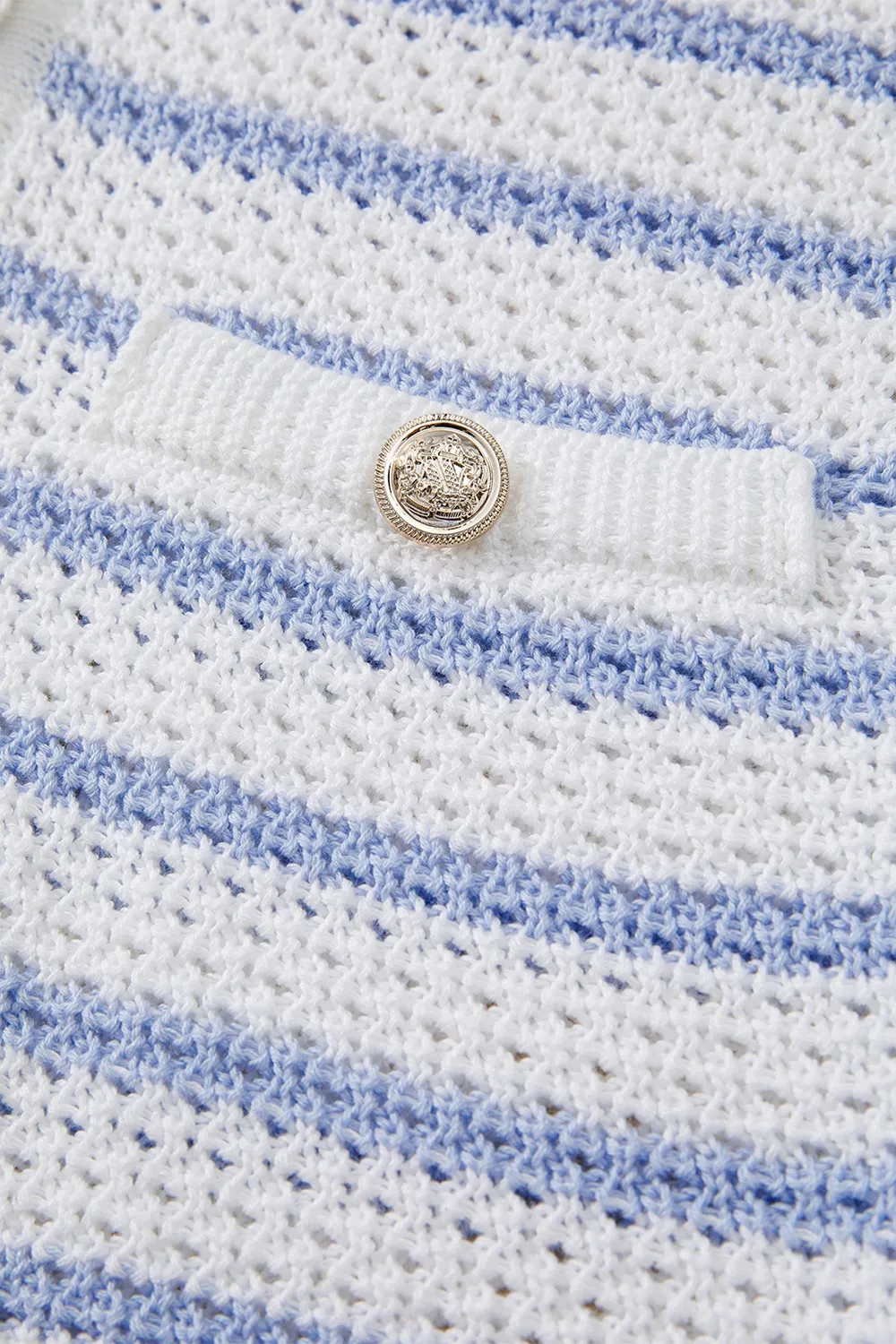 Stripe V Neck Gold Buttons Elegant Sweater Vest - Image 11