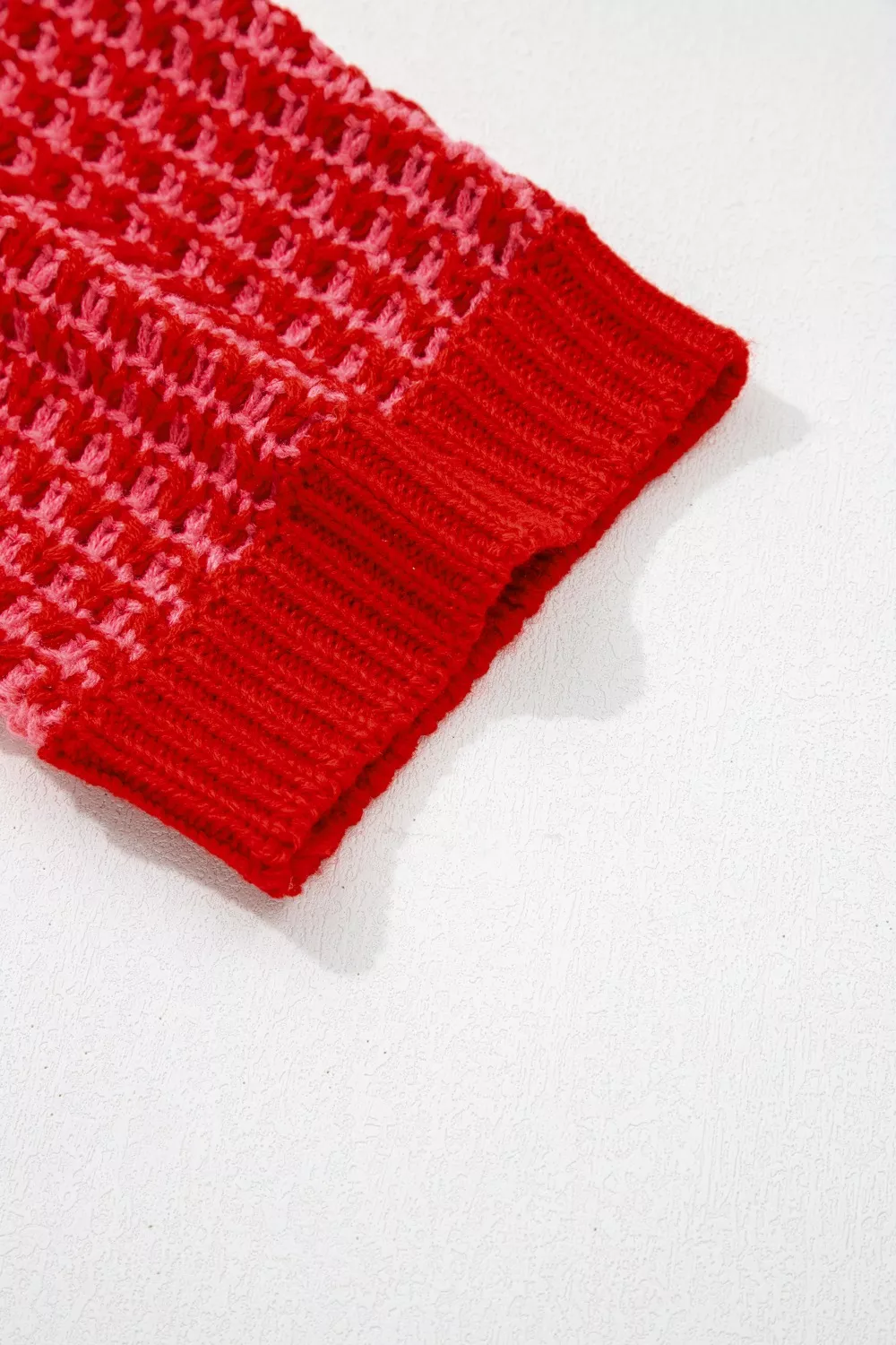 Stripe Wavy Crochet Eyelet Detail Ruffle Half Sleeve Sweater - Image 8