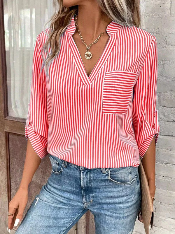 Striped 3/4 sleeve blouse - Image 5