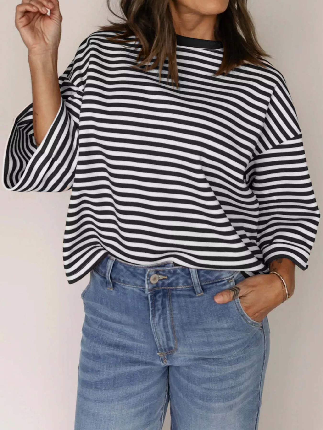 Striped Back Bow Tie T-Shirt - Image 7