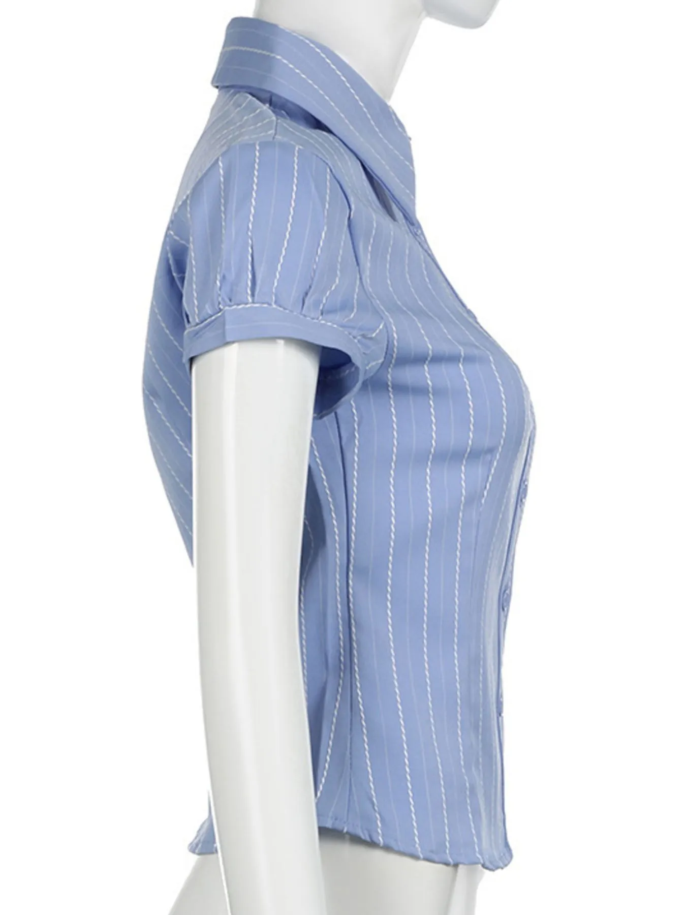 Striped Button-Down Collared Neck Shirt - Image 10