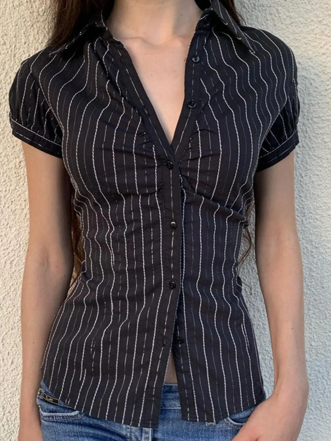Striped Button-Down Collared Neck Shirt - Image 12