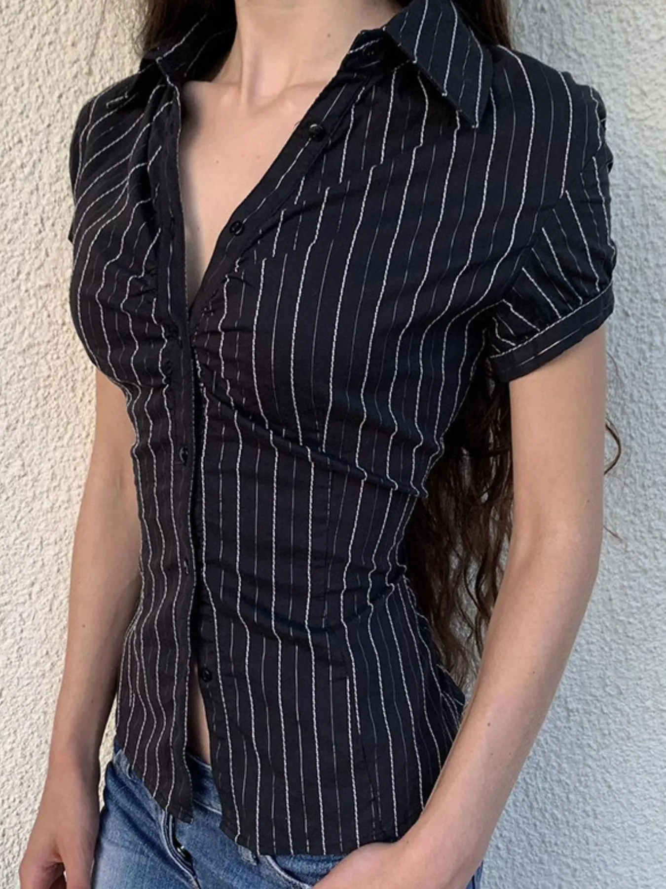 Striped Button-Down Collared Neck Shirt - Image 13