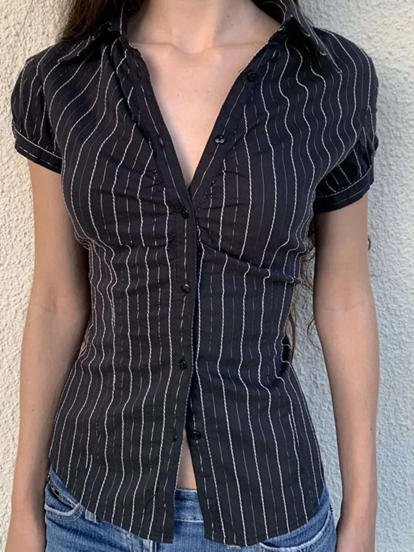 Striped Button-Down Collared Neck Shirt - Image 16
