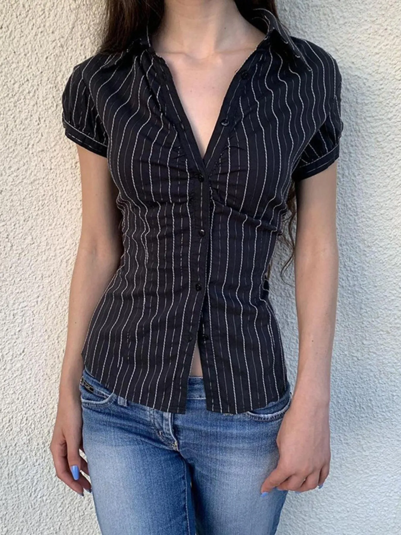 Striped Button-Down Collared Neck Shirt - Image 17