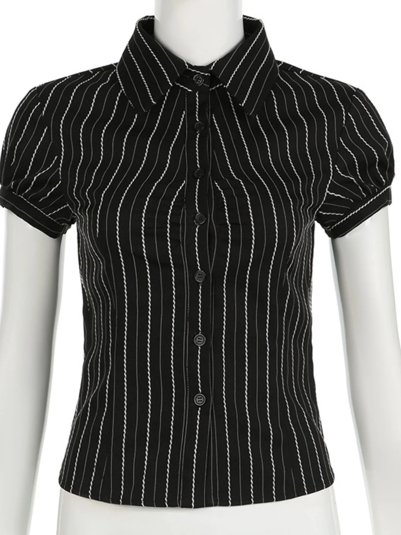Striped Button-Down Collared Neck Shirt - Image 18
