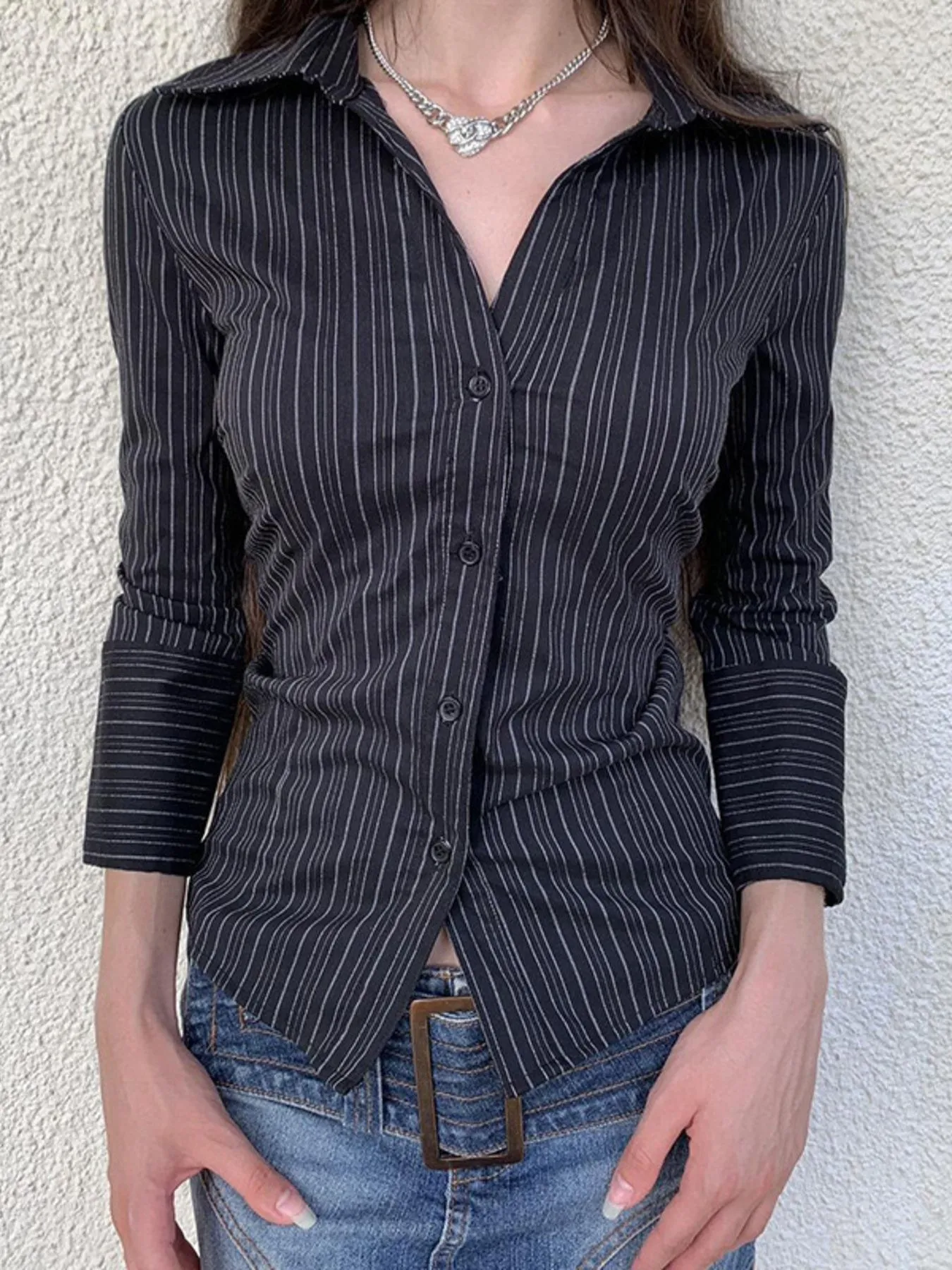 Striped Button-Down Collared Neck Shirt - Image 28