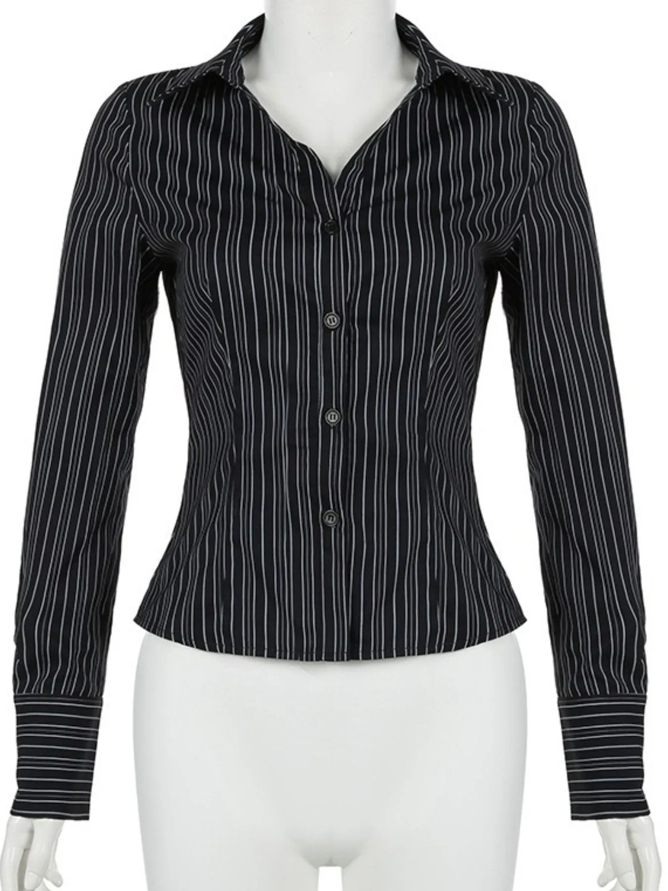 Striped Button-Down Collared Neck Shirt - Image 32
