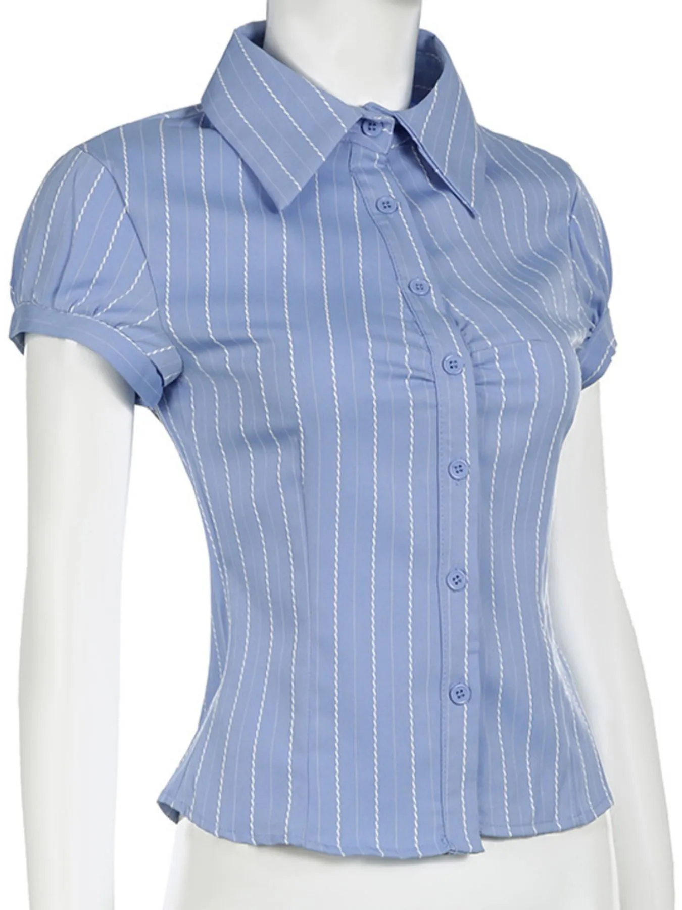 Striped Button-Down Collared Neck Shirt - Image 9