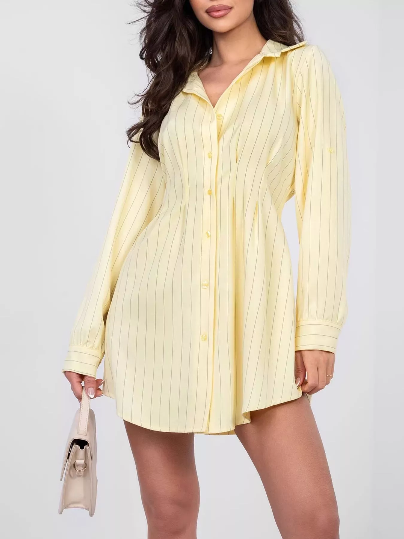 Striped Button-Down Mini Dress - Image 10