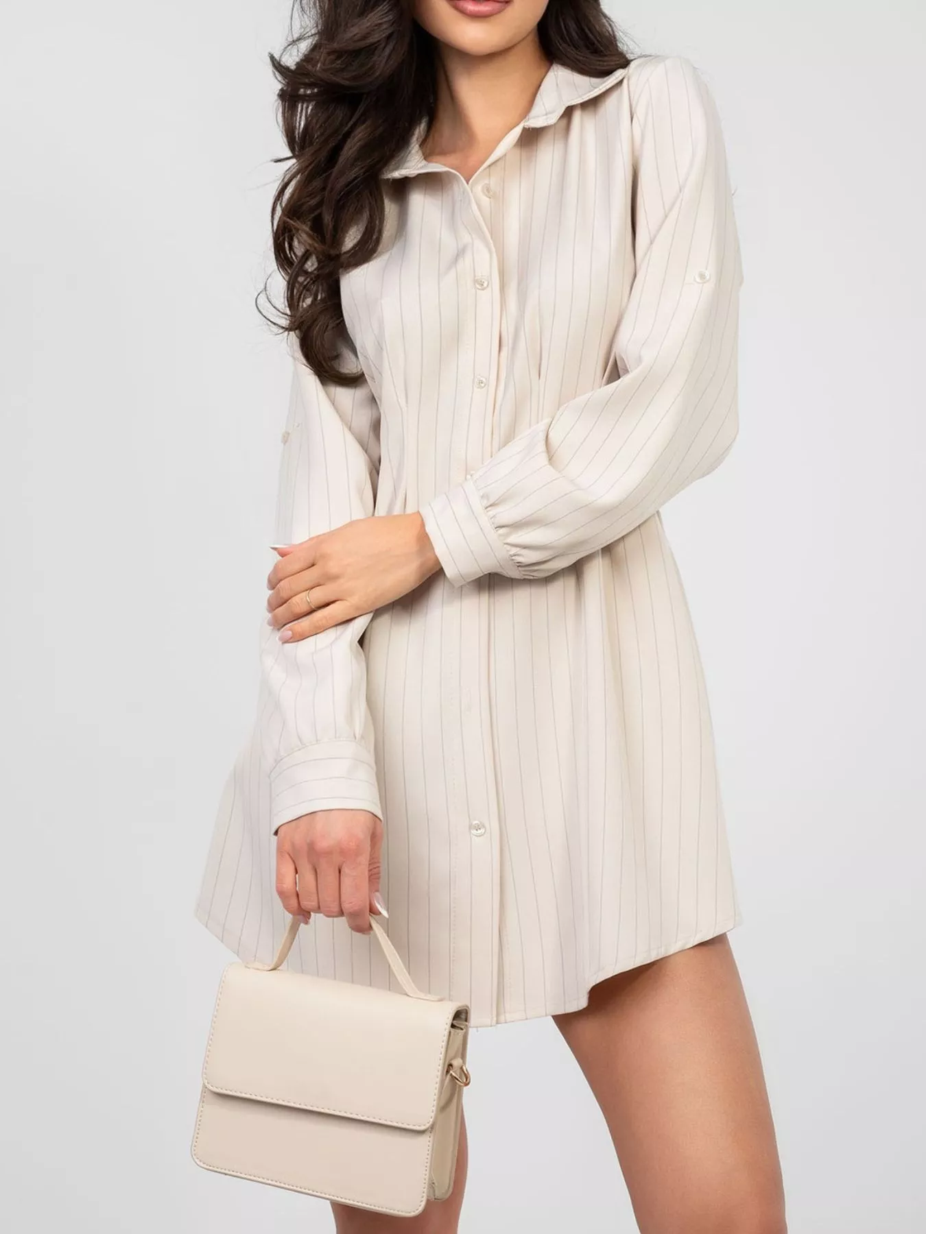 Striped Button-Down Mini Dress - Image 2