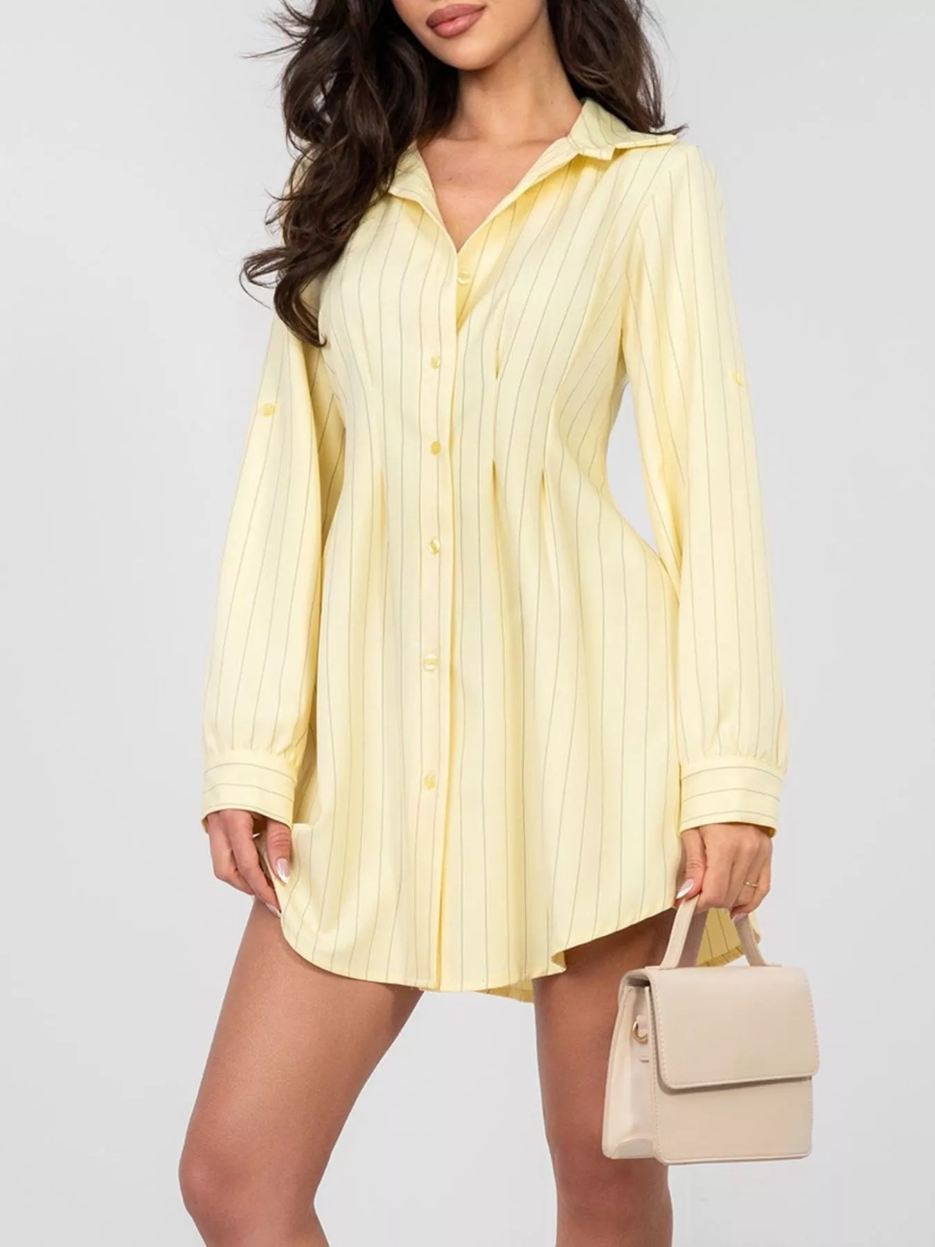 Striped Button-Down Mini Dress - Image 9