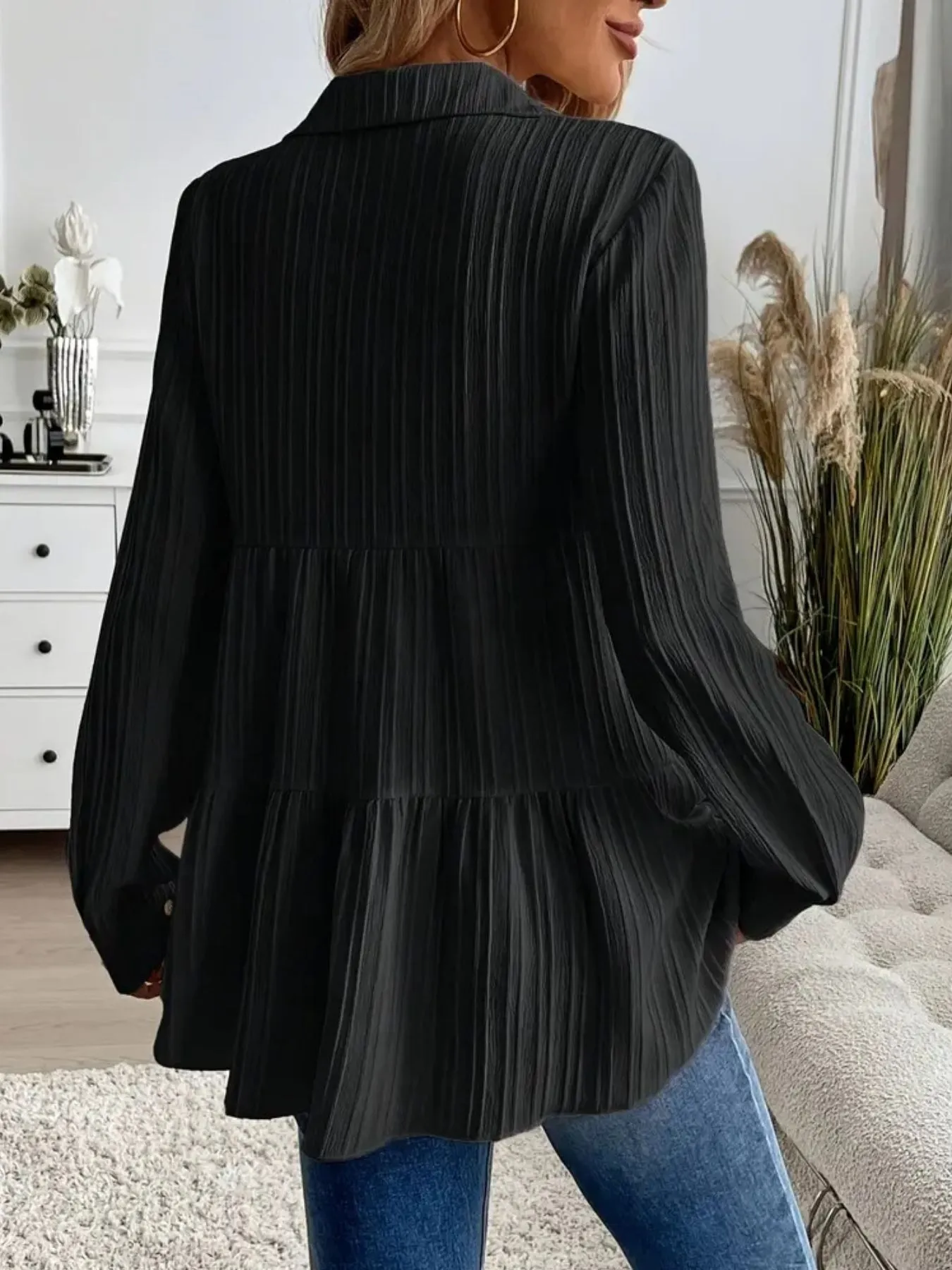 Striped Button-Down Tiered Shirt - Image 16