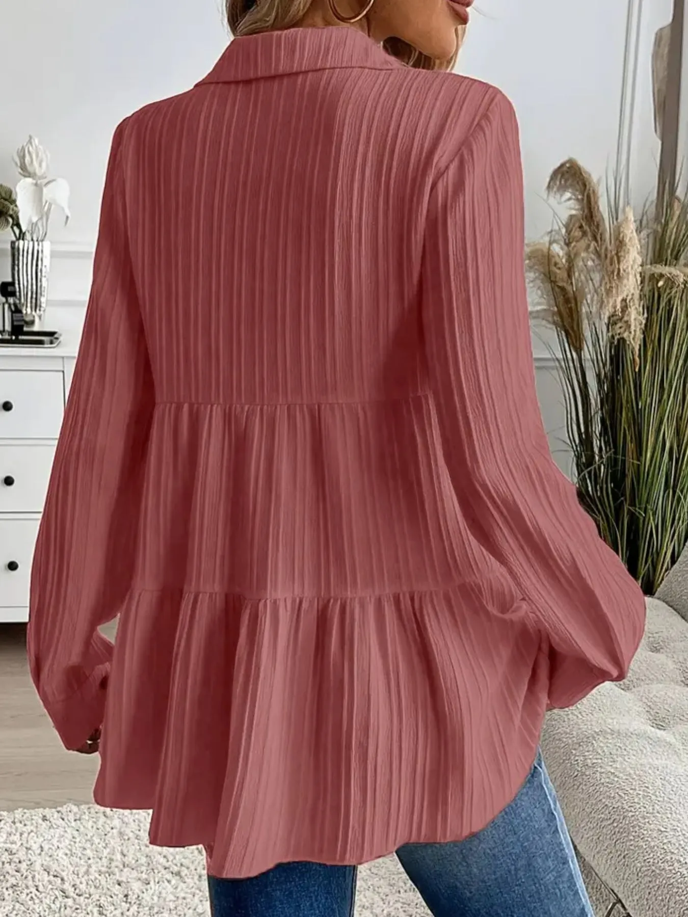 Striped Button-Down Tiered Shirt - Image 18