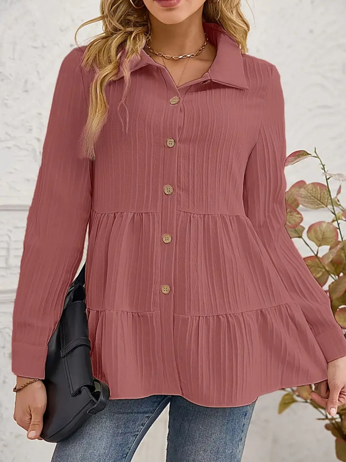 Striped Button-Down Tiered Shirt - Image 19