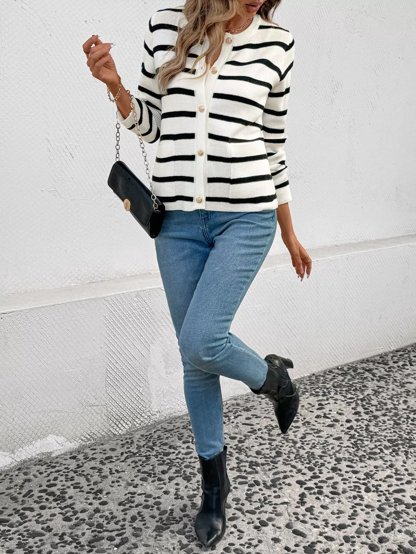 Striped Button-Front Cardigan - Image 5