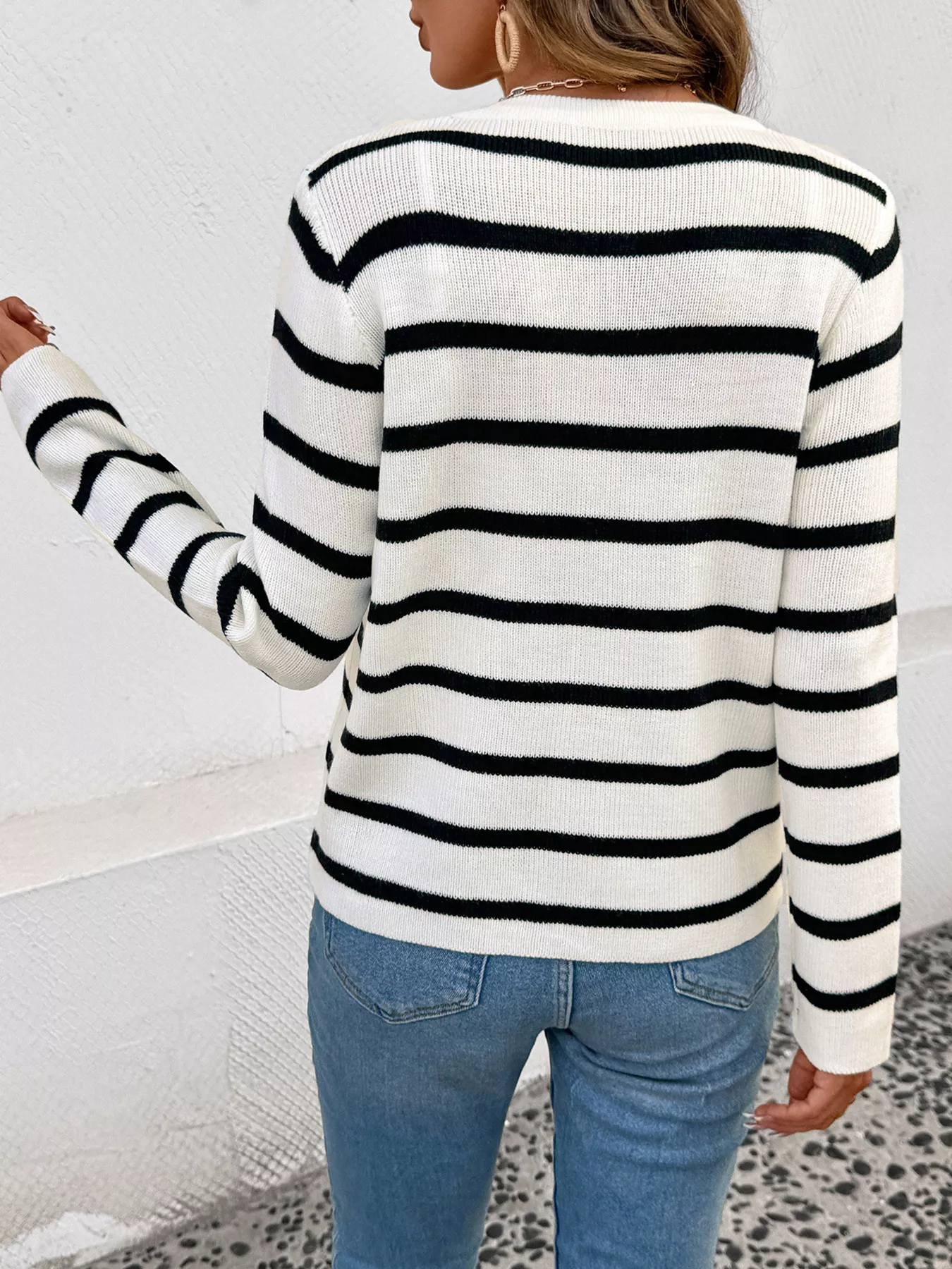 Striped Button-Front Cardigan - Image 6