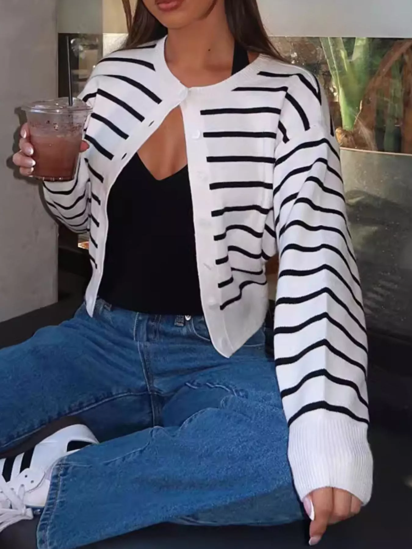 Striped Button Up Cardigan - Image 5