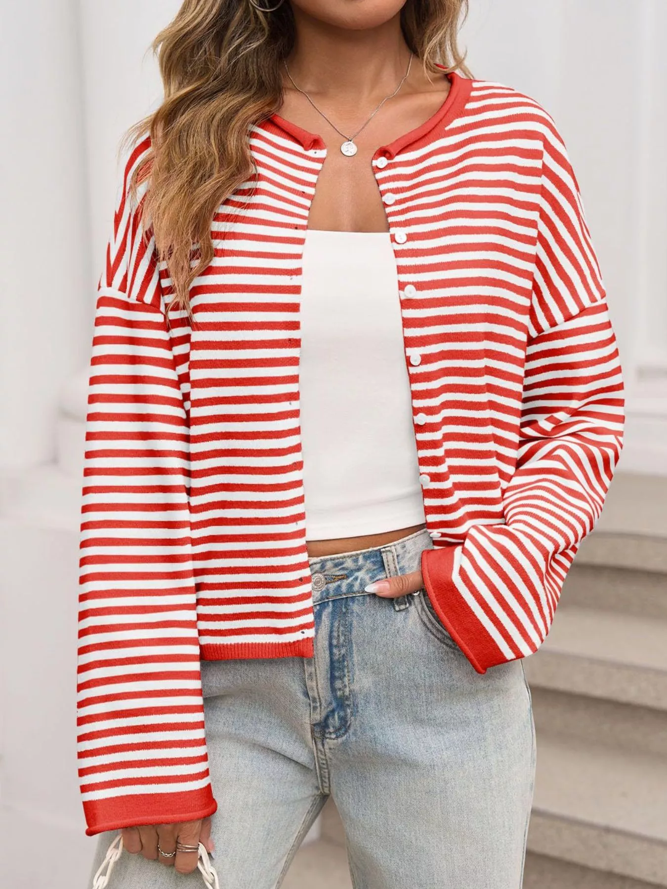 Striped Button-Up Cardigan - Image 3