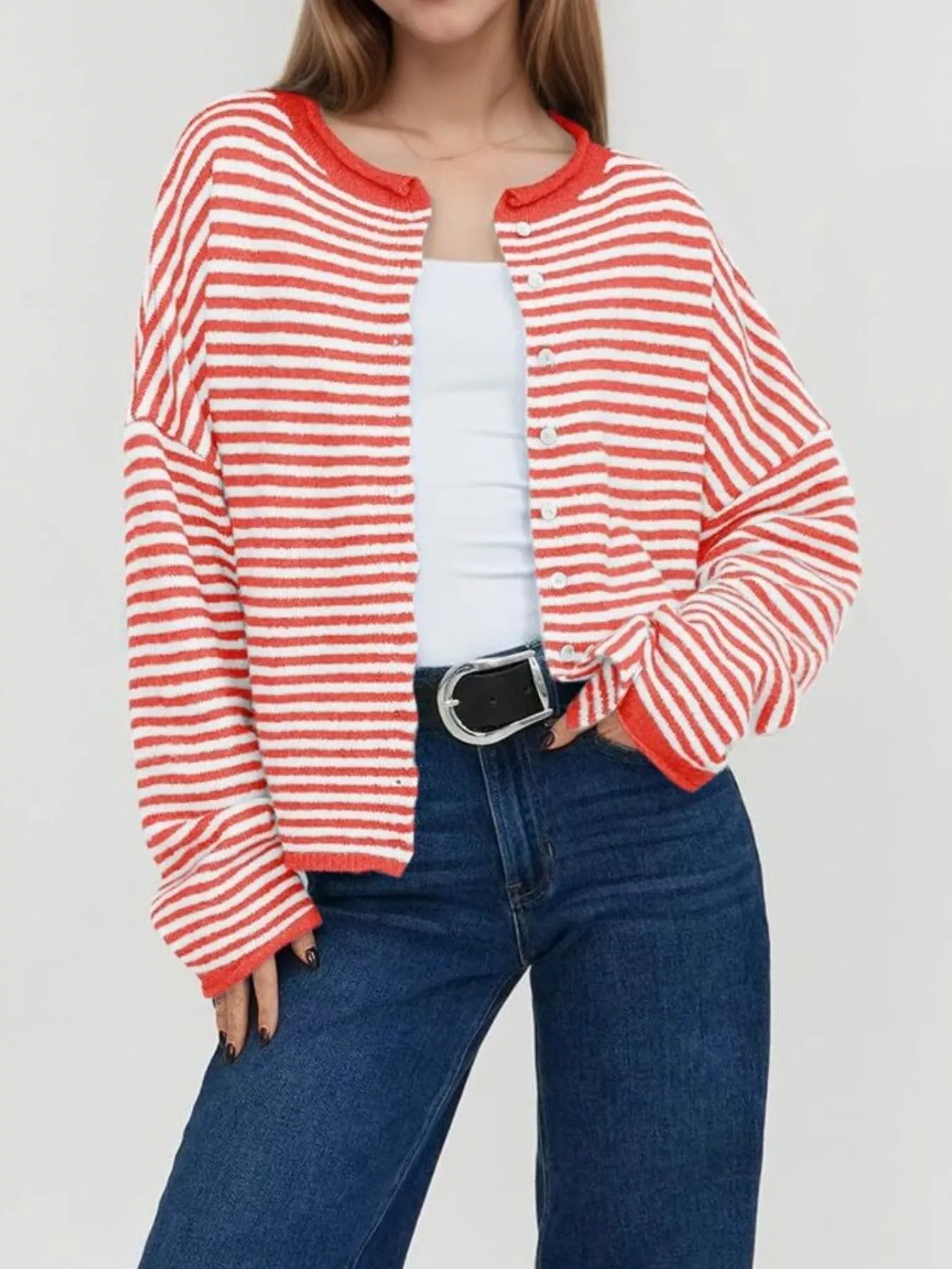 Striped Button-Up Cardigan - Image 4