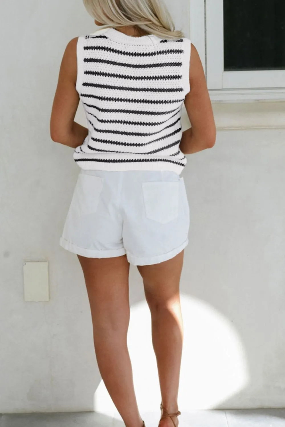 Striped Button-Up Knit Sweater Vest - Image 14